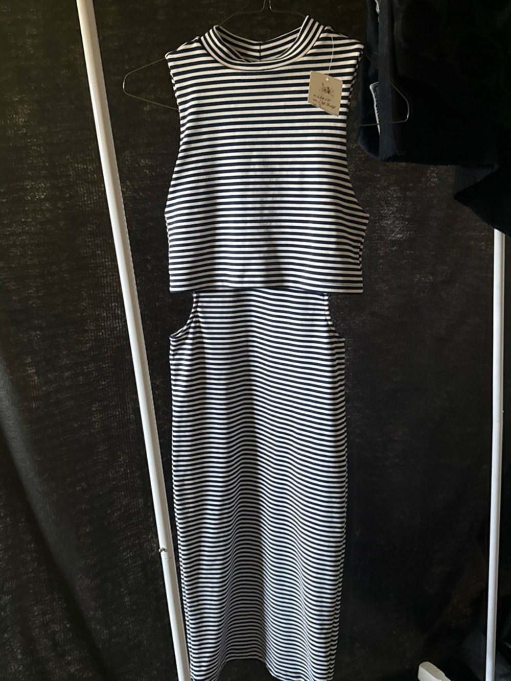 Topshop Black & White Striped Sleeveless Maxi Dress